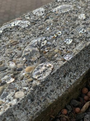Wasser perlt auf einer imprägnierten Betonbrüstung ab