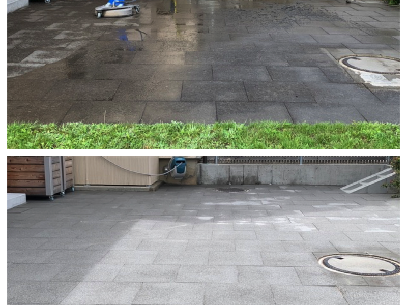 Plattenbelag in Menziken vor und nach der Reinigung